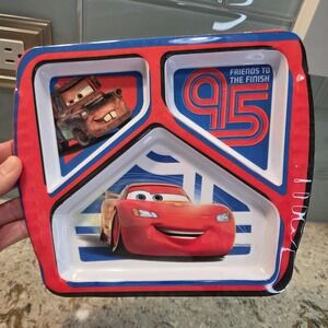 Vintage Zak Disney Pixar Cars Divided Plate Lightning McQueen Mater Melamine 8x8